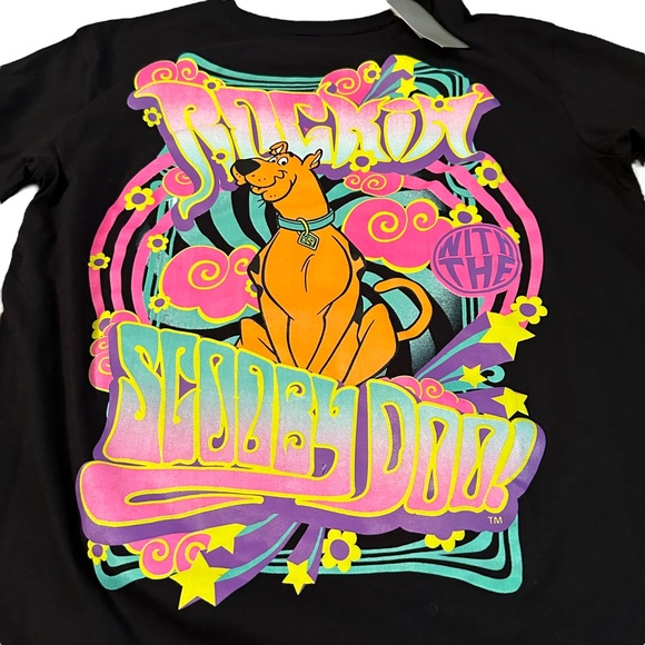 Scooby Doo Rockin Womens Large Short Sleeve T-Shirt Retro Neon - Picture 2 of 3